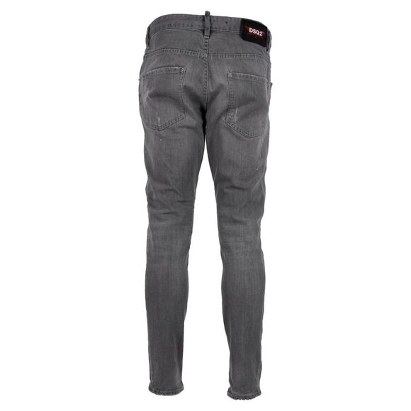 Dsquared2 Distressed Slim-Fit Jeans in Grey Cotton Denim